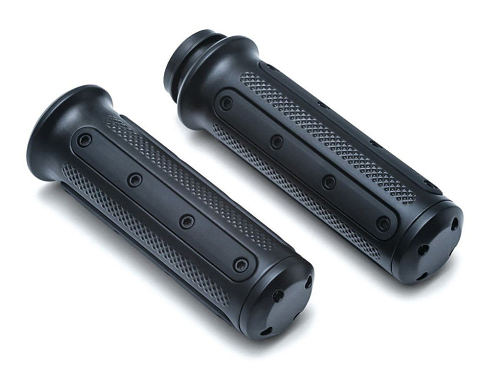 Heavy Industry Handgrips - Black. Fits Big Twin 2008-2024 with Throttle-by-Wire - Kuryakyn