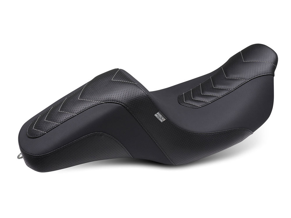 Squareback Signature Series Seat - Black with Gun Metal Thread. Fits Most Touring 2008-2024 - Kodlin