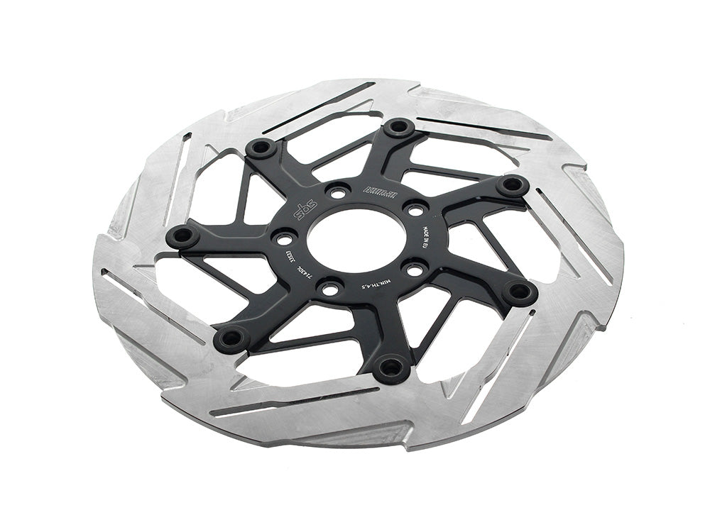 11.8in. Front 7-Spoke Disc Rotor - Polished Band & Black Carrier. Fits Dyna 2006-2017, Softail 2015up, Sportster 2014-2021 & Some Touring 2008up. - Kodlin