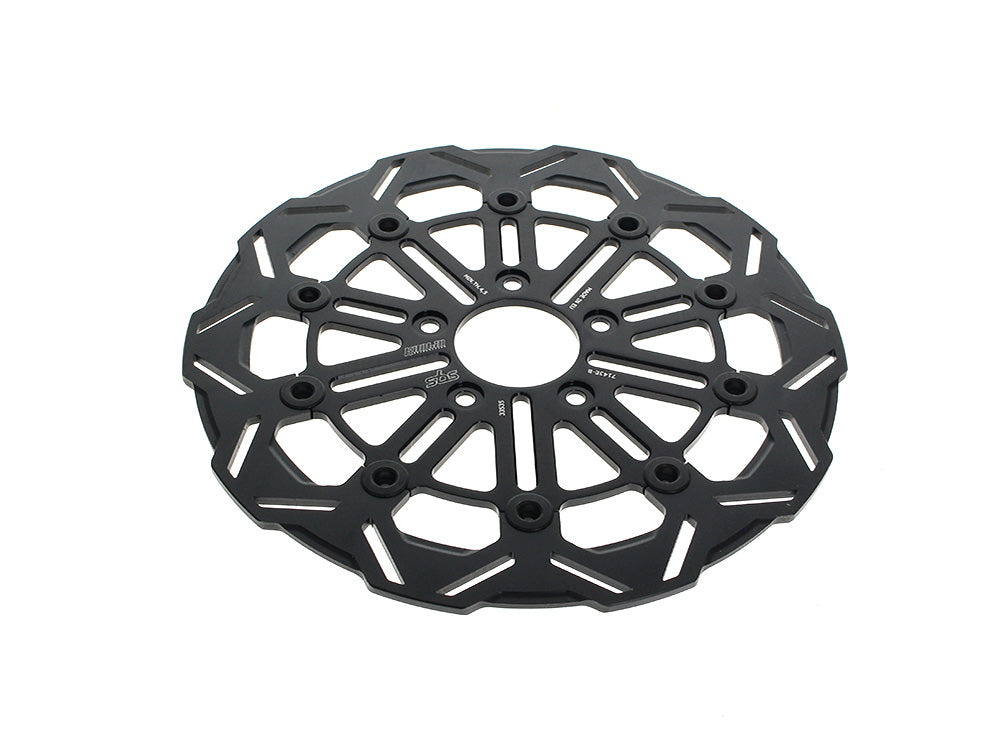 11.8in. Front 9-Spoke Disc Rotor - Black Band & Black Carrier. Fits Dyna 2006-2017, Softail 2015up, Sportster 2014-2021 & Some Touring 2008up. - Kodlin