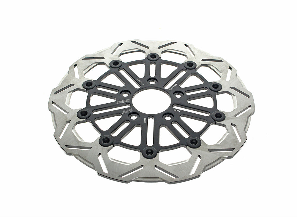 11.8in. Front 10-Spoke Disc Rotor - Polished Band & Black Carrier. Fits Dyna 2006-2017, Softail 2015up, Sportster 2014-2021 & Some Touring 2008up. - Kodlin