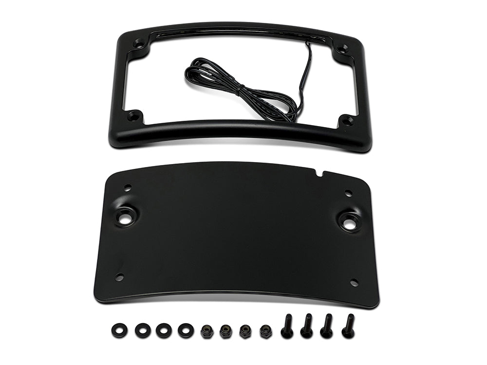 Curved Low Profile Number Plate Frame with LED Illumination - Black. - Kodlin