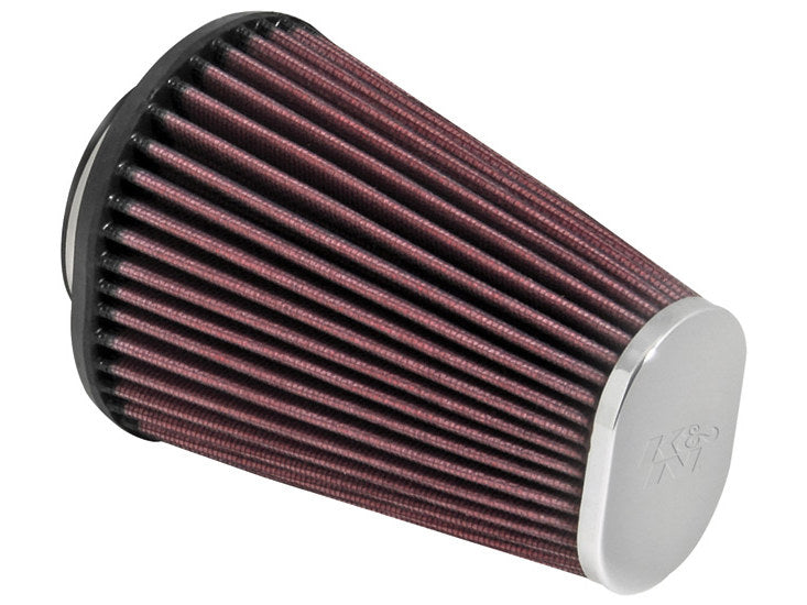 High-Flow Air Filter Element with Oval End Cap - Chrome. Fits Aircharger - K&N Filters