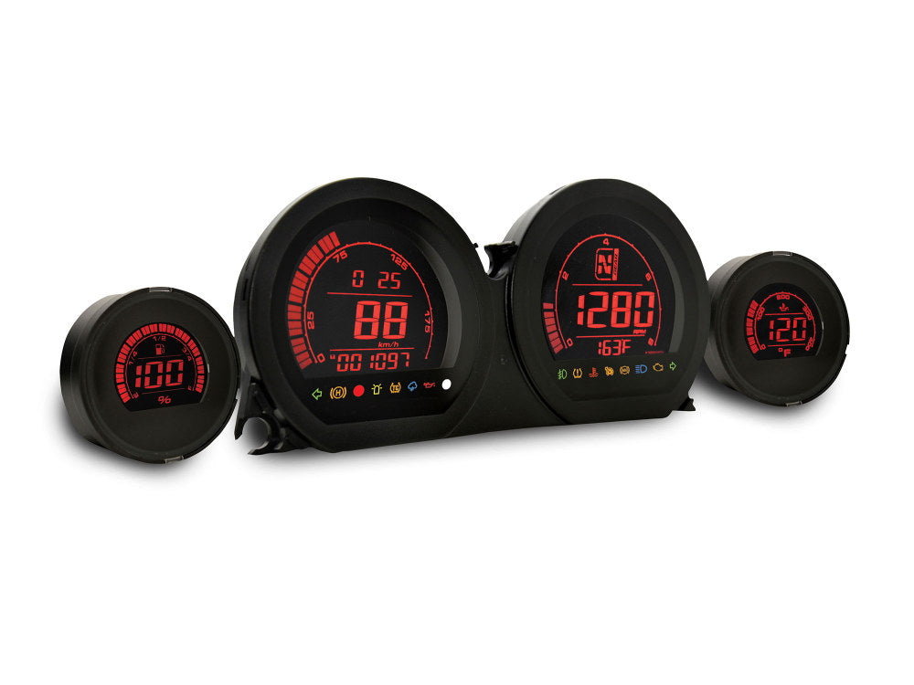 Speedometer & Tachometer - 4 Gauge Kit - Blue/Red. Fits Touring 2014-2023 with Fairing. - Koso