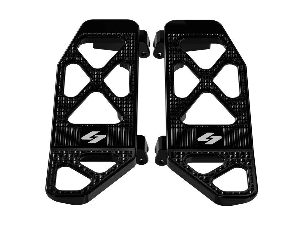 Max Lean Front Floorboards - Black. Fits Touring 1980up, FL Softail 1986-2017 & Dyna Switchback 2012-2016 - Kraus Moto