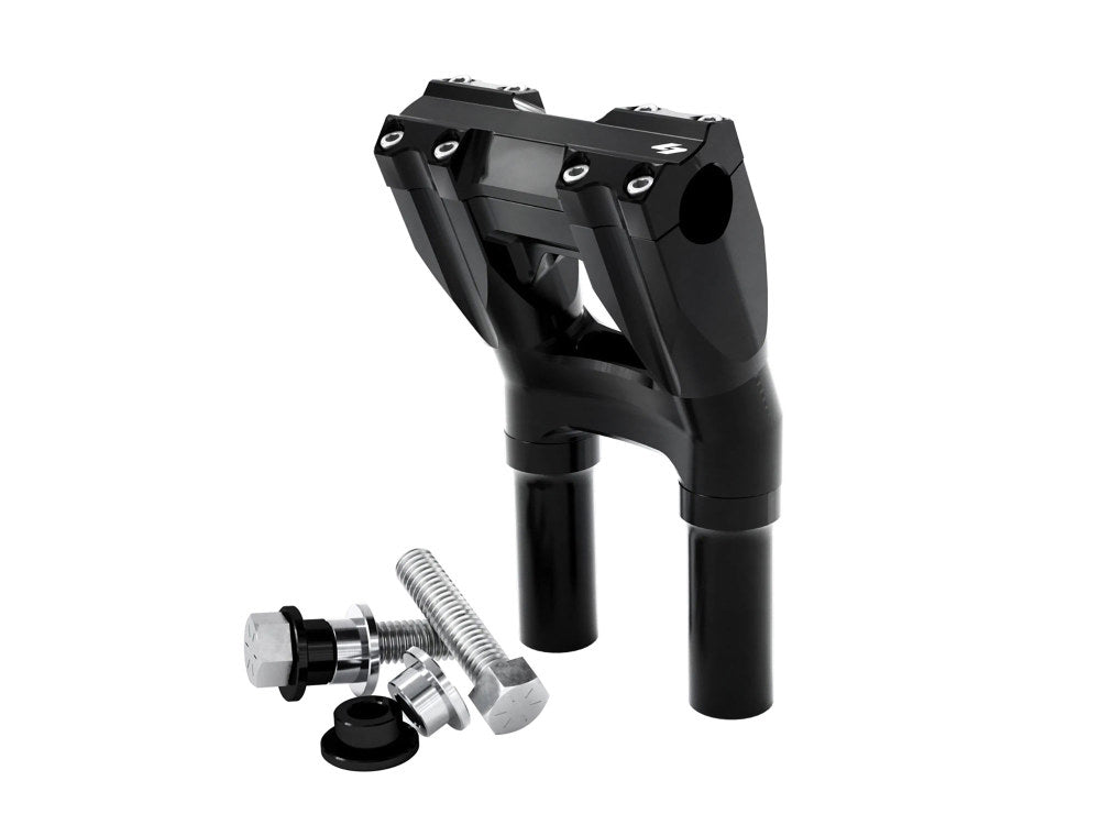 8in. Kickback x 1-1/8in. Clamp Isolated Riser Kit - Black. Fits 1-1/8in. Handlebar - Kraus Moto