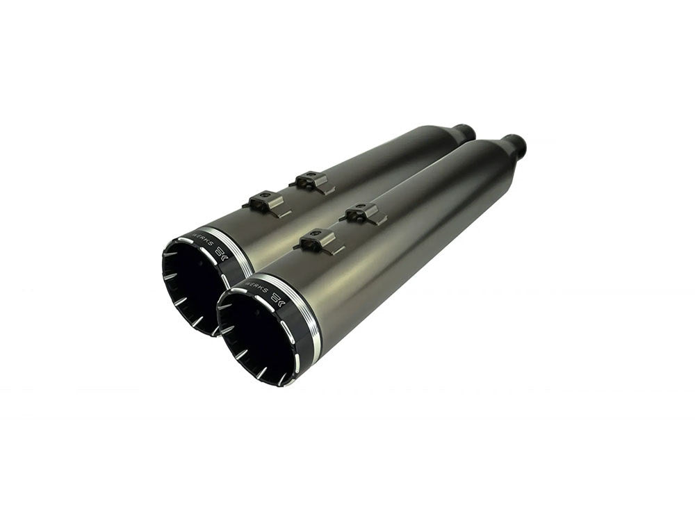 4-1/2in. Tracer Slip-On Mufflers - Smoke, Smoked Satin Chrome. Fits Touring 2017up. - Khrome Werks
