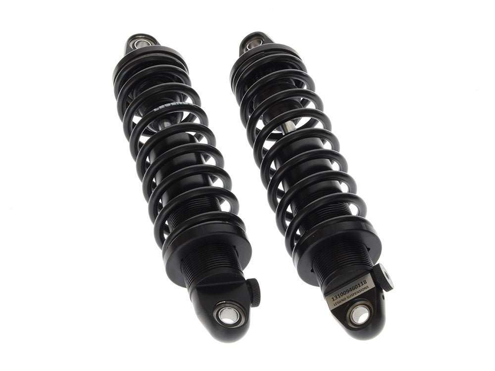 REVO-A Series, 12in. Adjustable Rear Shock Absorbers - Black. Fits Dyna 1991-2017. - Legend Suspension