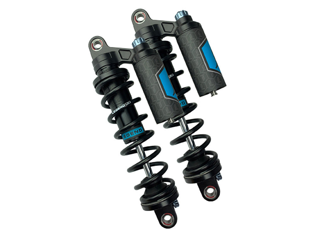 Revo ARC Piggyback Suspension. 13in. Adjustable, Heavy Duty Spring Rate, Rear Shock Absorbers - Black. Fits Dyna 1991-2017. - Legend Suspension
