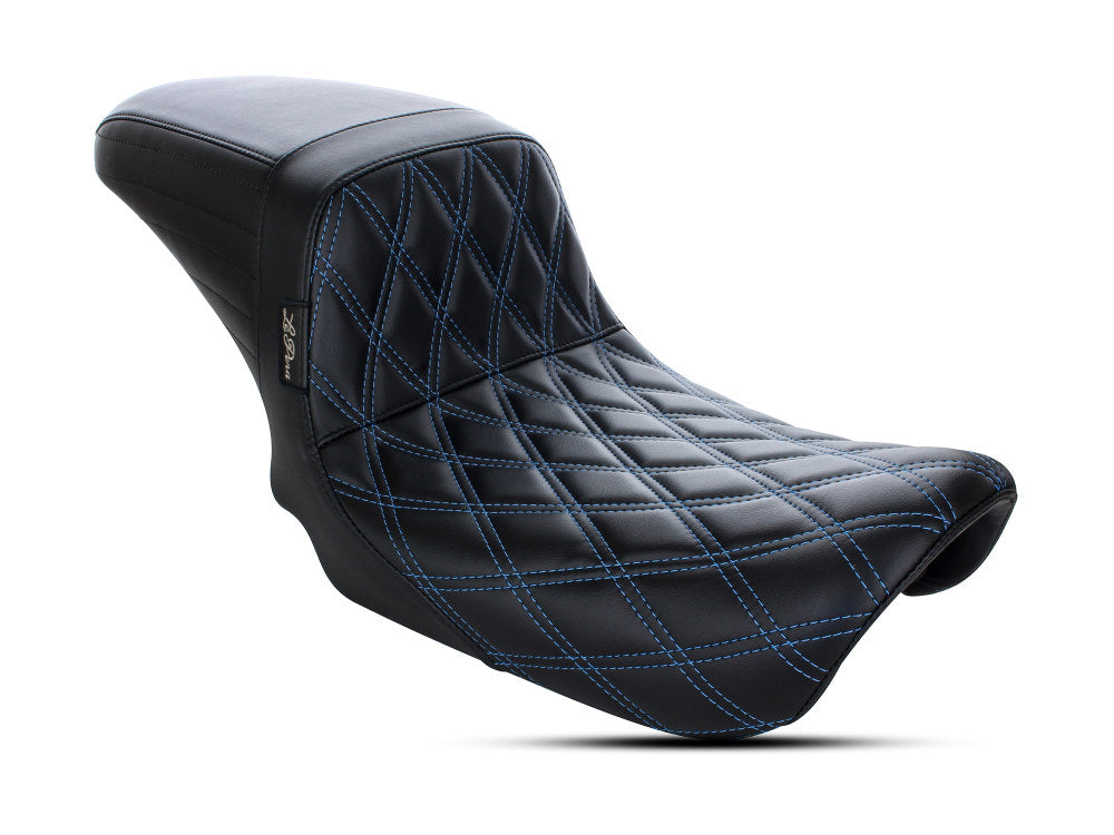 Kickflip Dual Seat with Blue Double Diamond Stitch. Fits Dyna 2006-2017. - LePera Seats