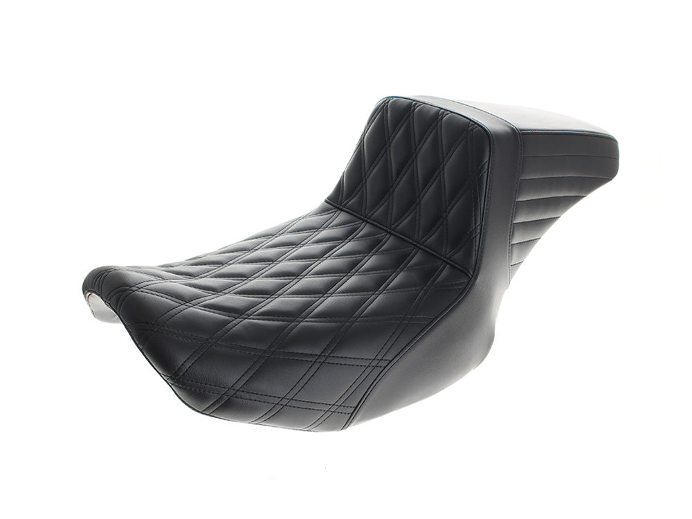 Kickflip Daddy Long Legs Dual Seat with Black Double Diamond Stitch - Extended Reach. Fits CVO Touring 2023up, Street Glide & Road Glide 2024up, Touring 2025up - LePera Seats
