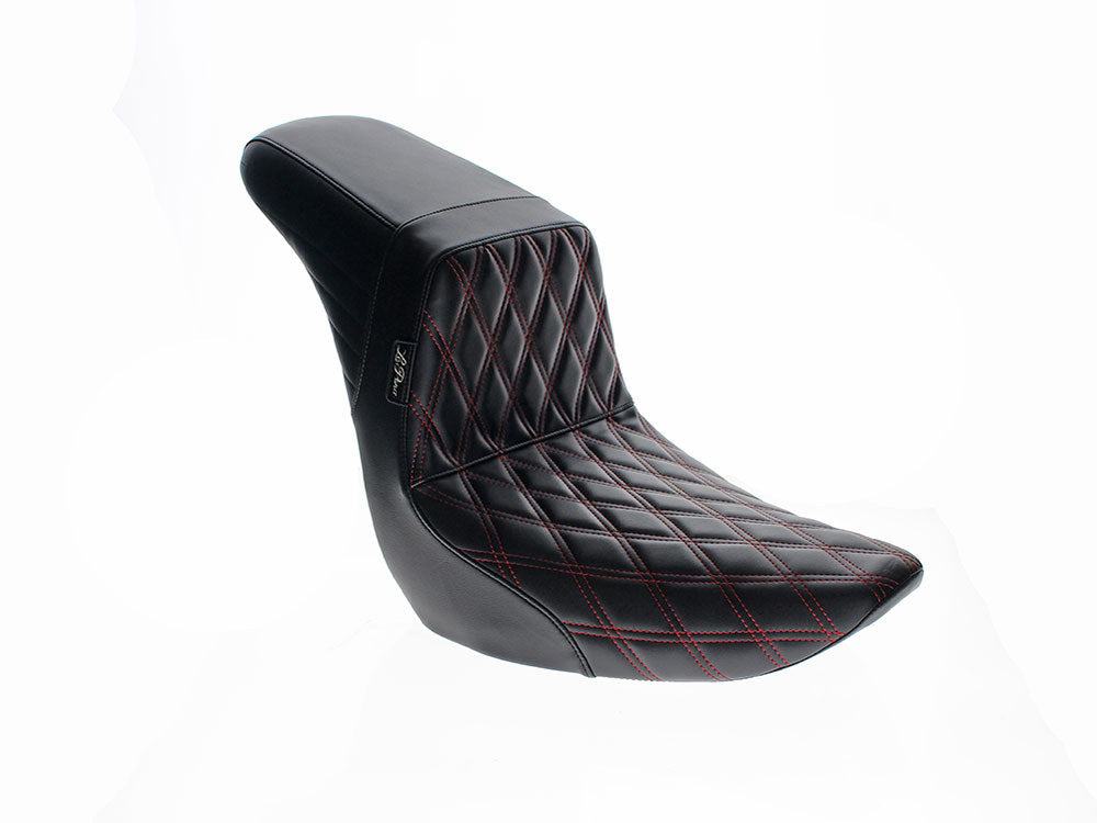 KickFlip Dual Seat with Red Double Diamond Stitch. Fits Sport Glide & Low Rider 2018up & Low Rider S 2020up. - LePera Seats