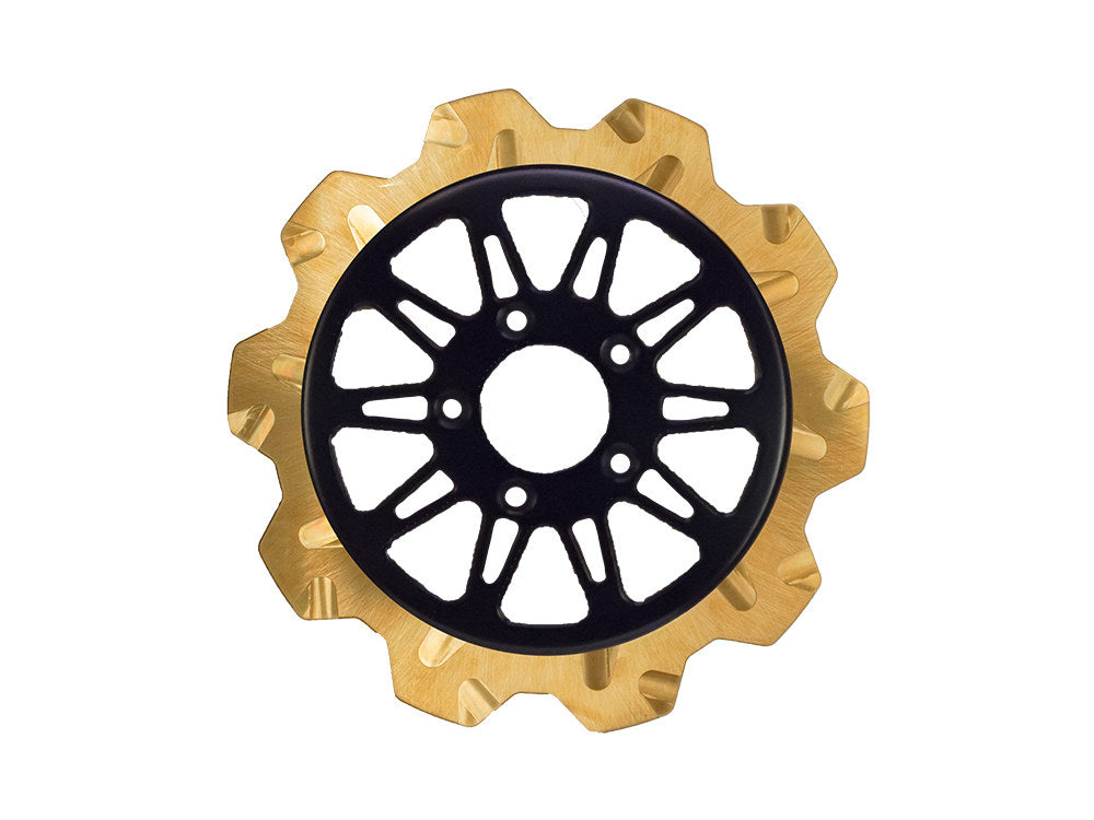 11.5in. Rear Omega Crown Disc Rotor - Gold Band & Black Carrier. Fits Big Twin 2000up & Sportster 2000-2010. - Lyndall Brakes