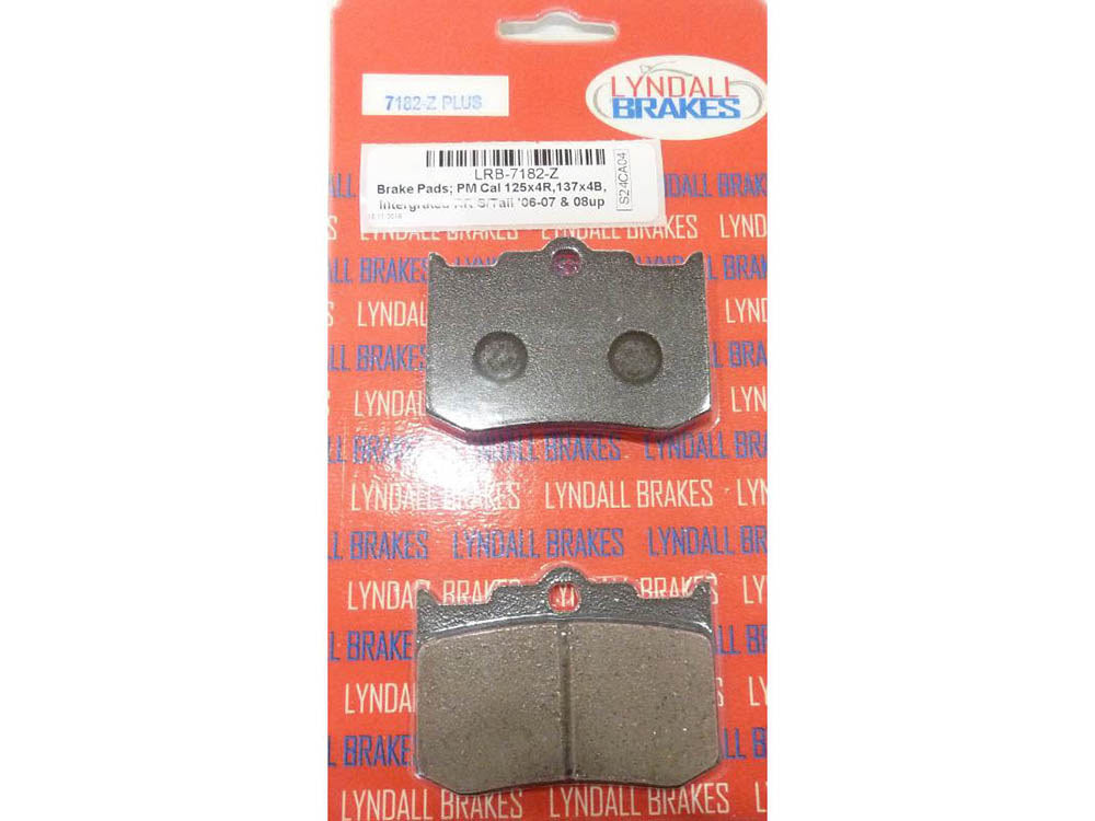 Z-Plus Brake Pads. Fits Performance Machine 125X4R & 137X4B Calipers & Softail 2006up with Performance Machine Integrated Caliper & Hawg Halters 4 Piston Calipers - Lyndall Brakes