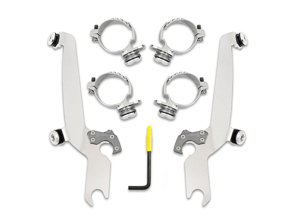 Polished Sportshield Trigger-Lock Mounting Hardware. Fits FL Softail 1986-2017 With Out Spotlight Bar. - Memphis Shades