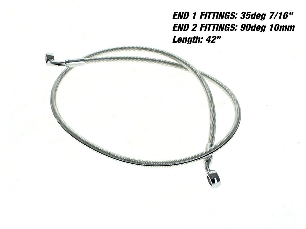 42in. E-Z Align Front Brake Line with 7/16in. x 35 Degree Banjo - Sterling Chromite. - Magnum Shielding