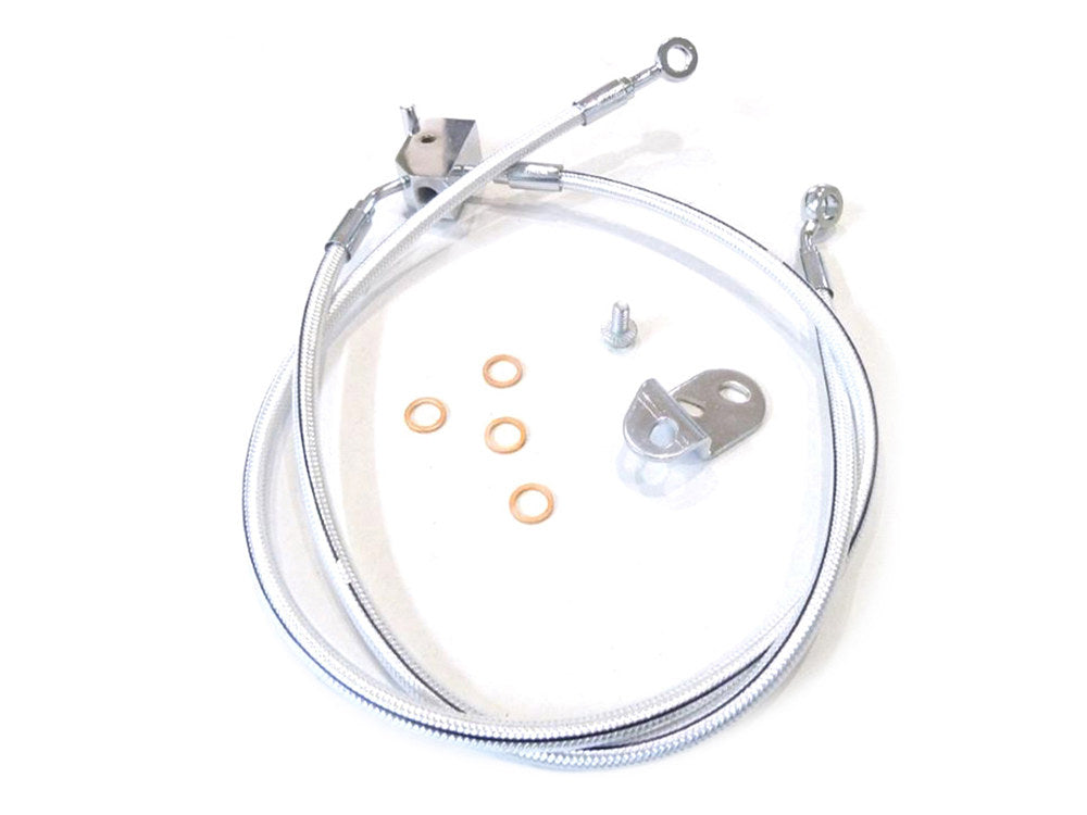 Rear Brake Line - Sterling Chromite. Fits FX Softail 2006 Models with 200 Tyre - Magnum Shielding