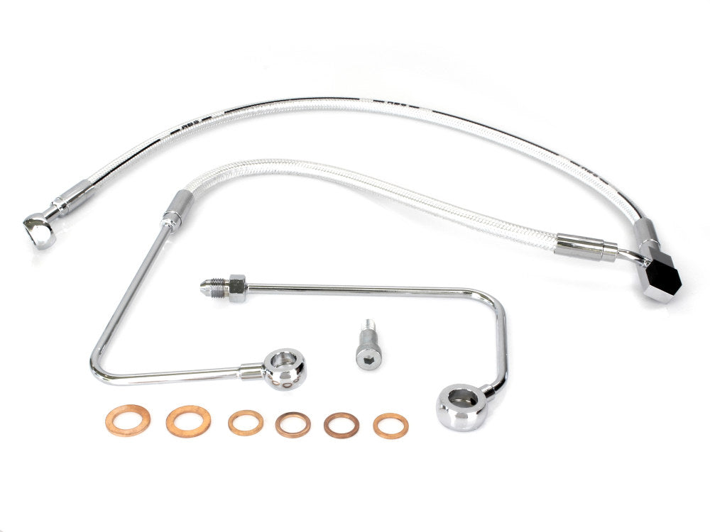 Stock Length Lower Front Brake Line - Sterling Chromite. Fits FLST Softail 2011-2017 & Breakout 2015-2017 - Magnum Shielding