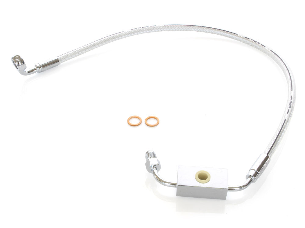 Stock Length Lower Front Brake Line - Sterling Chromite. Fits Dyna 2012-2017 - Magnum Shielding