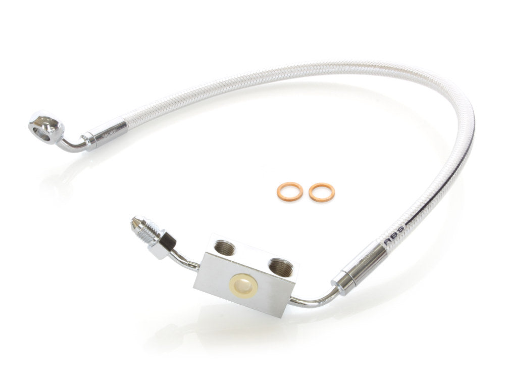 Stock Length Lower Front Brake Line - Sterling Chromite. Fits Sportster 2014-2021 - Magnum Shielding