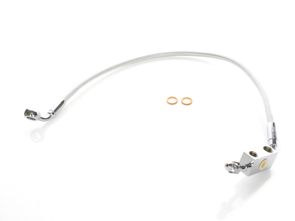 Stock Length Lower Front Brake Line - Sterling Chromite. Fits Sportster XL1200V 2014-2016 - Magnum Shielding