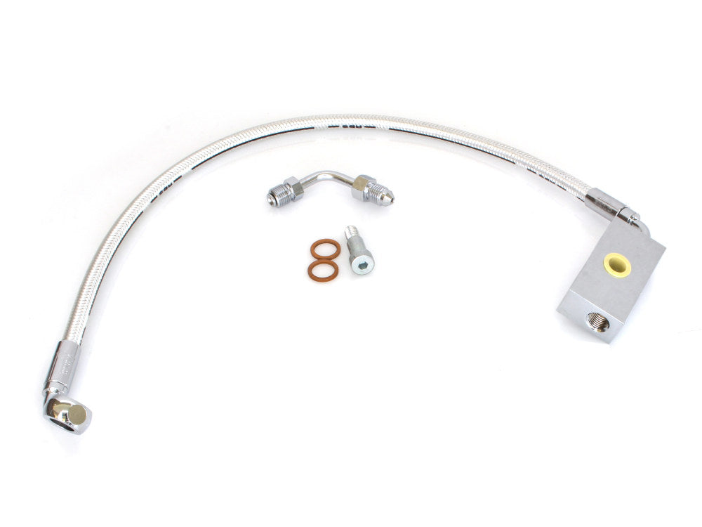 Stock Length Lower Front Brake Line - Sterling Chromite. Fits Softail 2018up - Magnum Shielding