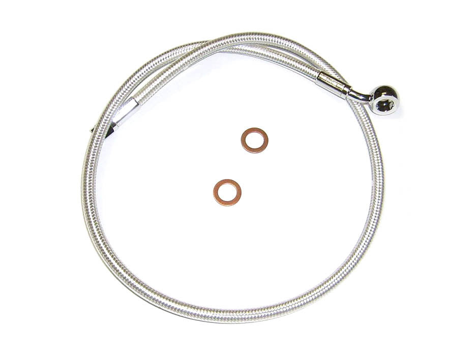 26in. Upper Front Brake Line with 10mm x 180 Degree Banjo - Sterling Chromite. - Magnum Shielding