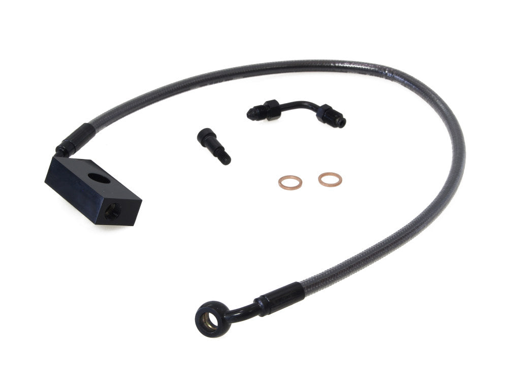 +6in. Length Lower Front Brake Line - Black Pearl. Fits Softail 2018up - Magnum Shielding