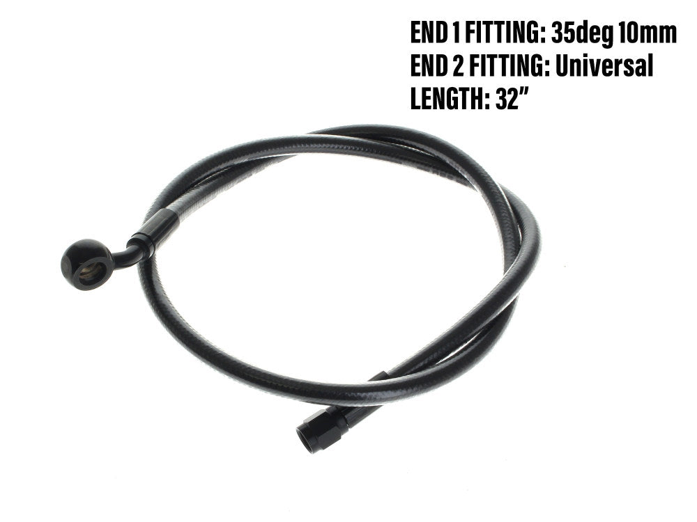 32in. Upper Front Brake Line with 10mm x 35 Degree Banjo - Black Pearl. - Magnum Shielding