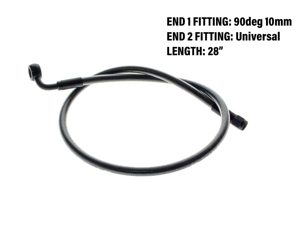 28in. Upper Front Brake Line with 10mm x 90 Degree Banjo - Black Pearl. - Magnum Shielding