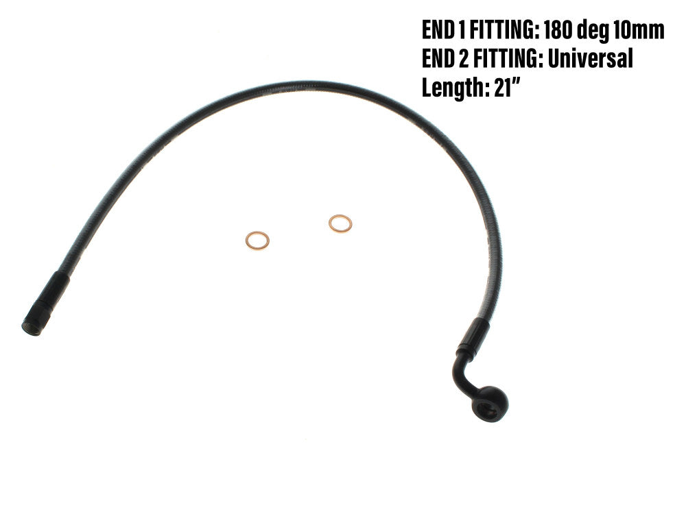 21in. Upper Front Brake Line with 10mm x 180 Degree Banjo - Black Pearl. - Magnum Shielding