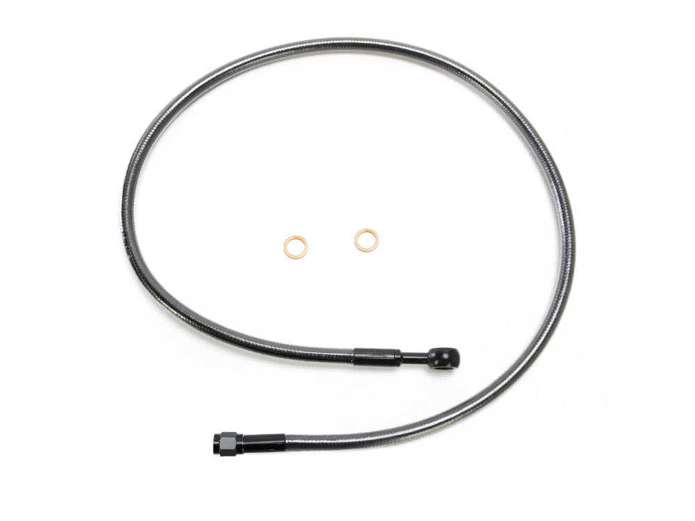 34in. Upper Front Brake Line with 10mm x 180 Degree Banjo - Black Pearl. - Magnum Shielding