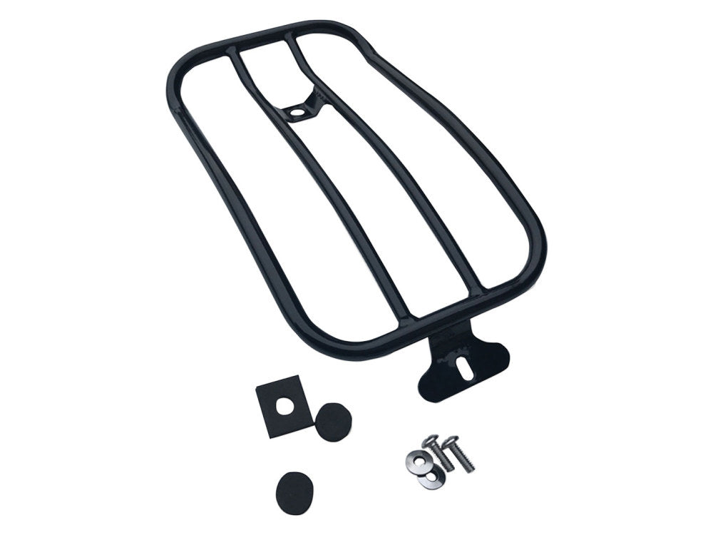 Solo Seat Luggage Rack - Gloss Black. Fits Softail Slim 2018-2021 - Motherwell Products