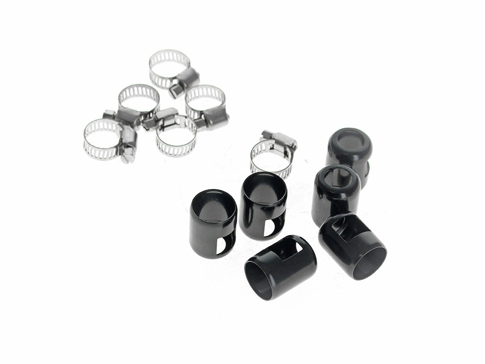 3/8in. Hose Clamp Ends - Black. Pack of 6 - Namz Custom Cycle Products