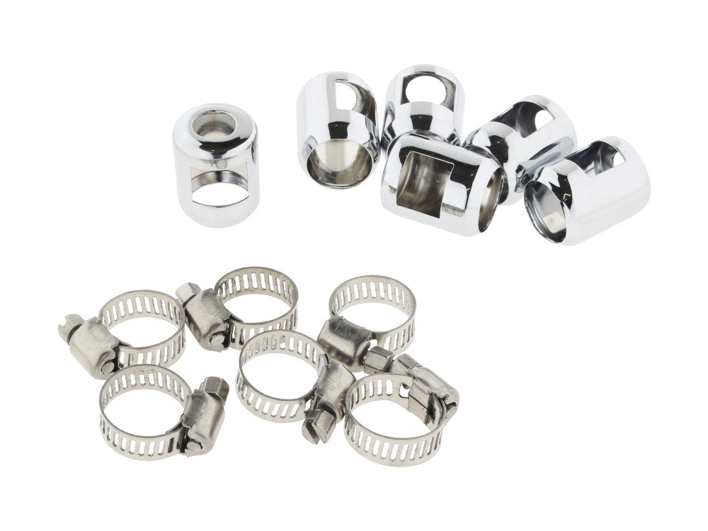 1/4in. & 5/16in. Hose Clamp Ends - Chrome. Pack of 6 - Namz Custom Cycle Products