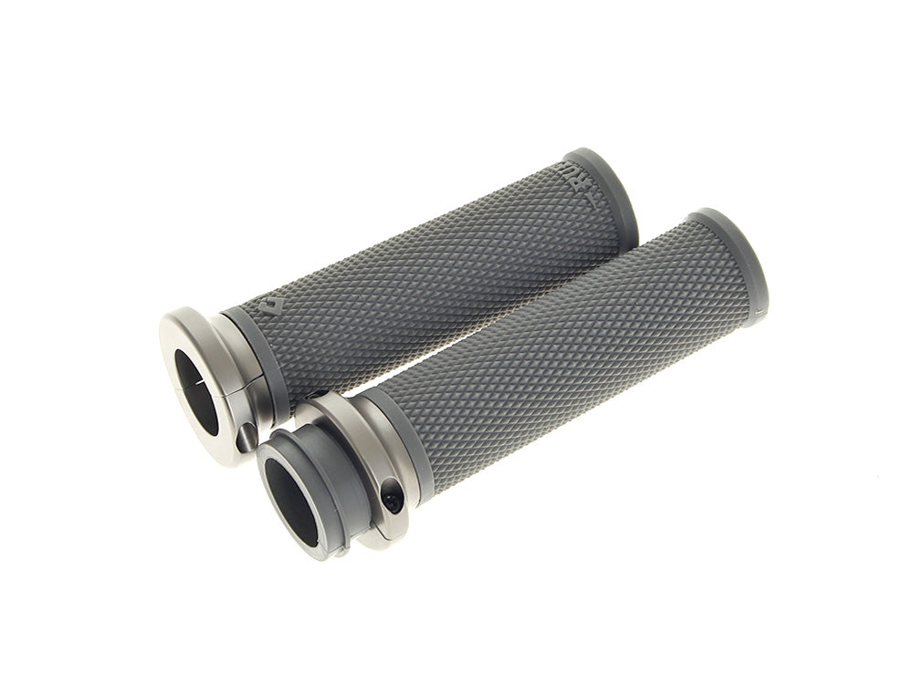 Ruffian Lock-On Handgrips - Graphite/Gun Metal. Fits H-D with Throttle Cable. - ODI Grips & Bars