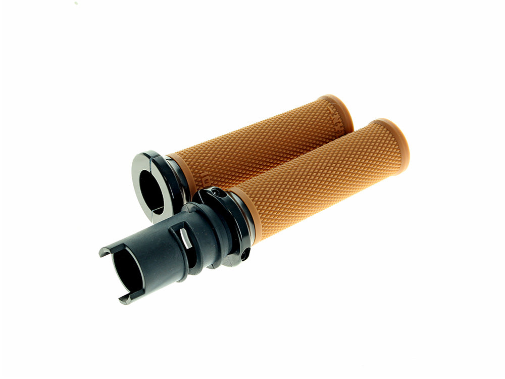 Ruffian Lock-On Handgrips - Gum Rubber/Black. Fits CVO Touring 2023up, Street Glide & Road Glide 2024up, Touring 2025up & Softail 2025up - ODI Grips & Bars