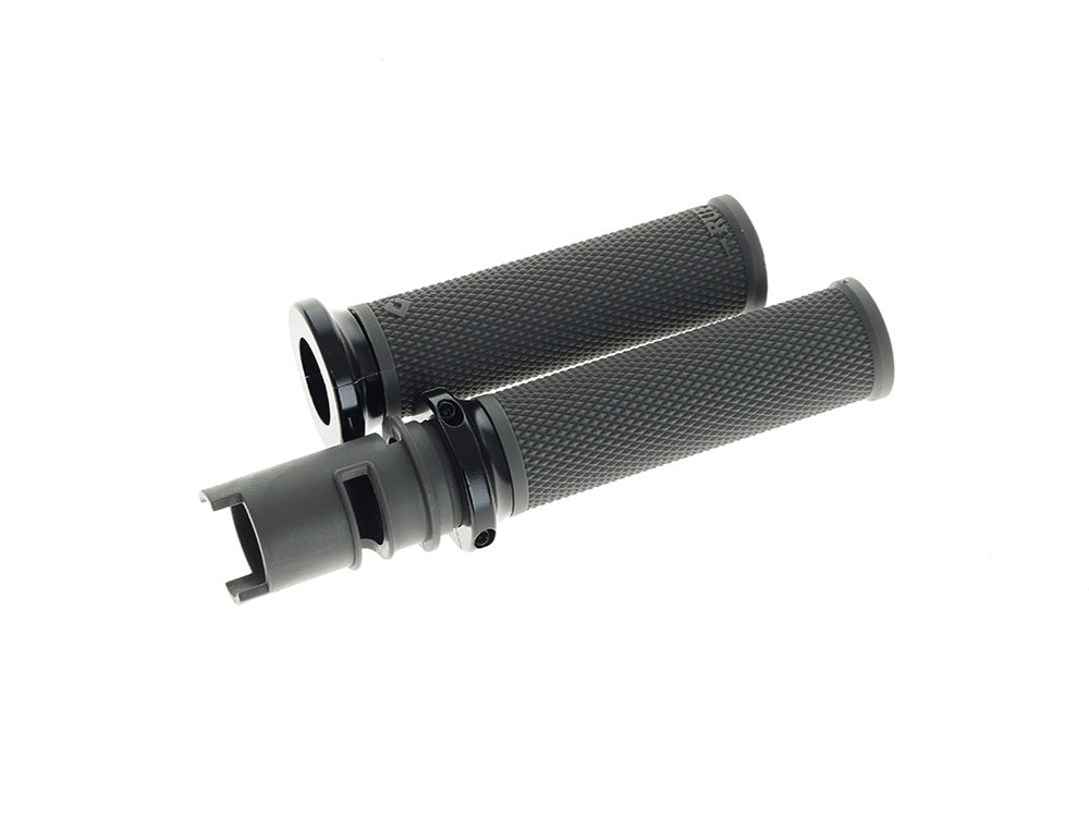 Ruffian Lock-On Handgrips - Graphite/Black. Fits CVO Touring 2023up, Street Glide & Road Glide 2024up, Touring 2025up & Softail 2025up - ODI Grips & Bars