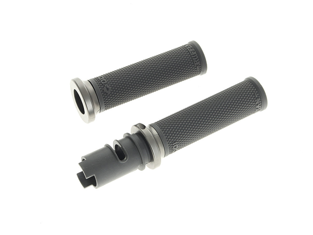 Ruffian Lock-On Handgrips - Graphite/Gun Metal. Fits CVO Touring 2023up, Street Glide & Road Glide 2024up, Touring 2025up & Softail 2025up - ODI Grips & Bars