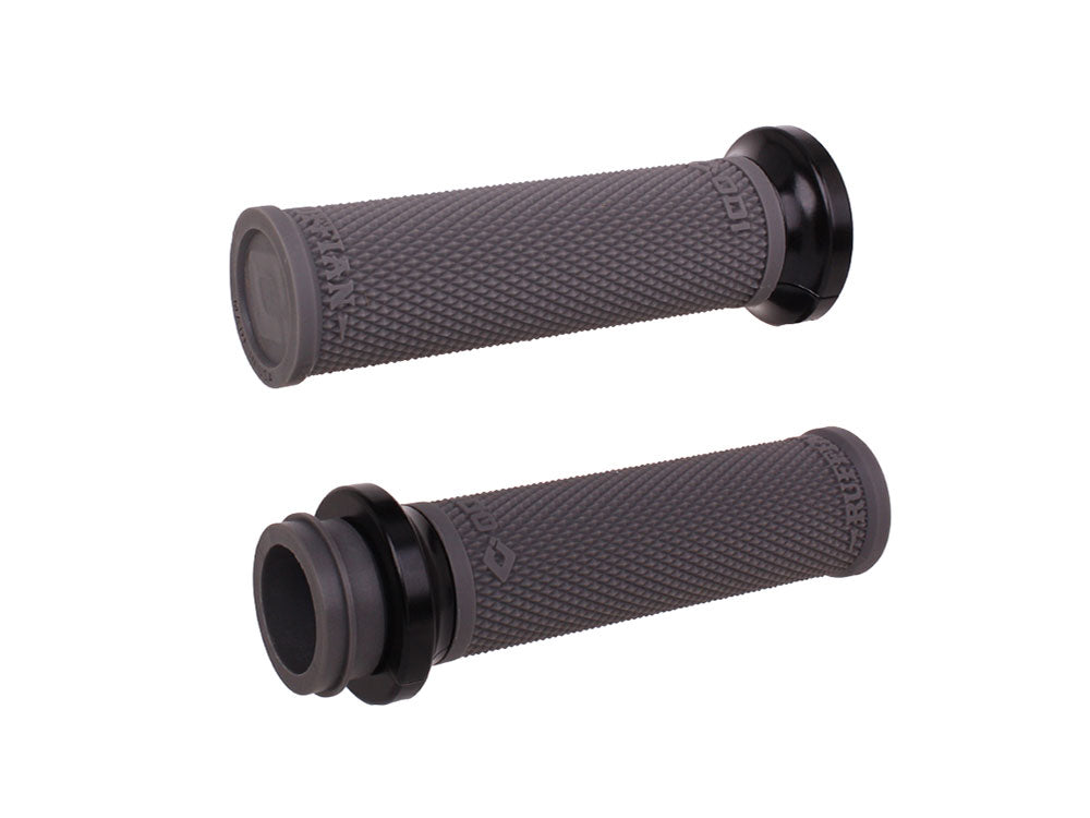 Ruffian Lock-On Handgrips - Graphite/Black. Fits Big Twin 2008-2024 with Throttle-by-Wire - ODI Grips & Bars