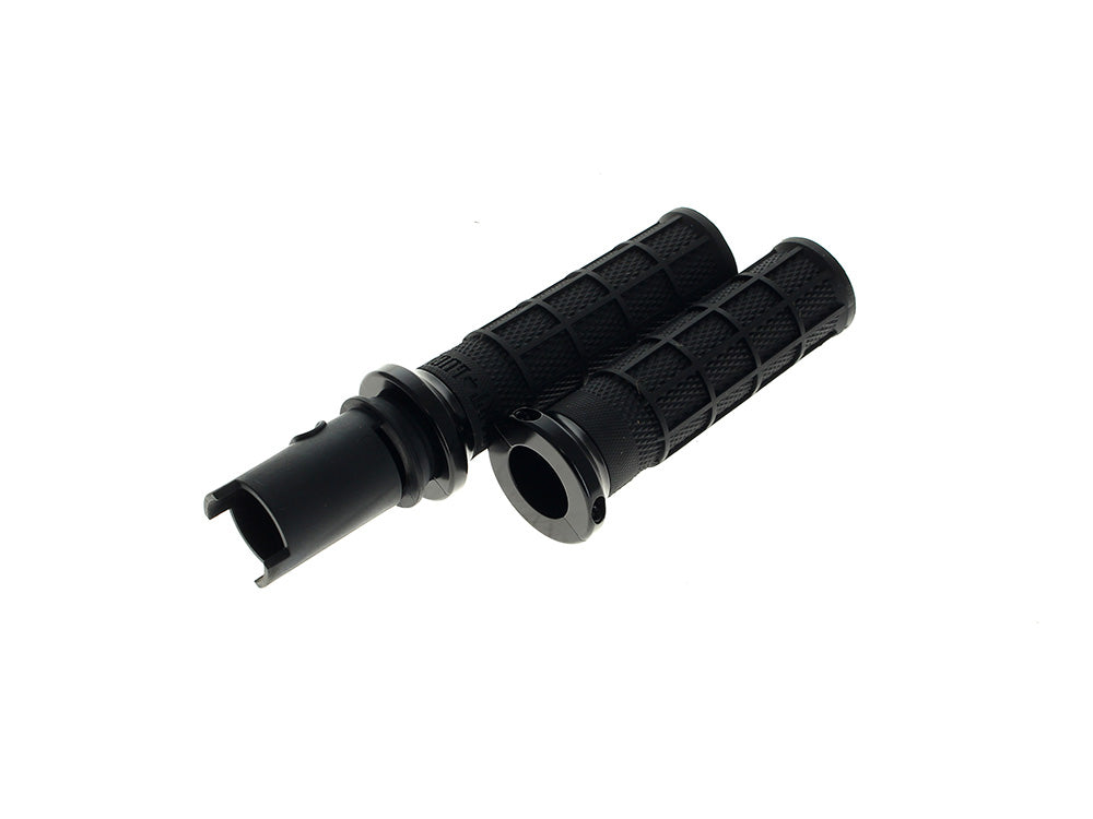 Hart-Luck Full Waffle Lock-On Handgrips - Black. Fits CVO Touring 2023up, Street Glide & Road Glide 2024up, Touring 2025up & Softail 2025up - ODI Grips & Bars