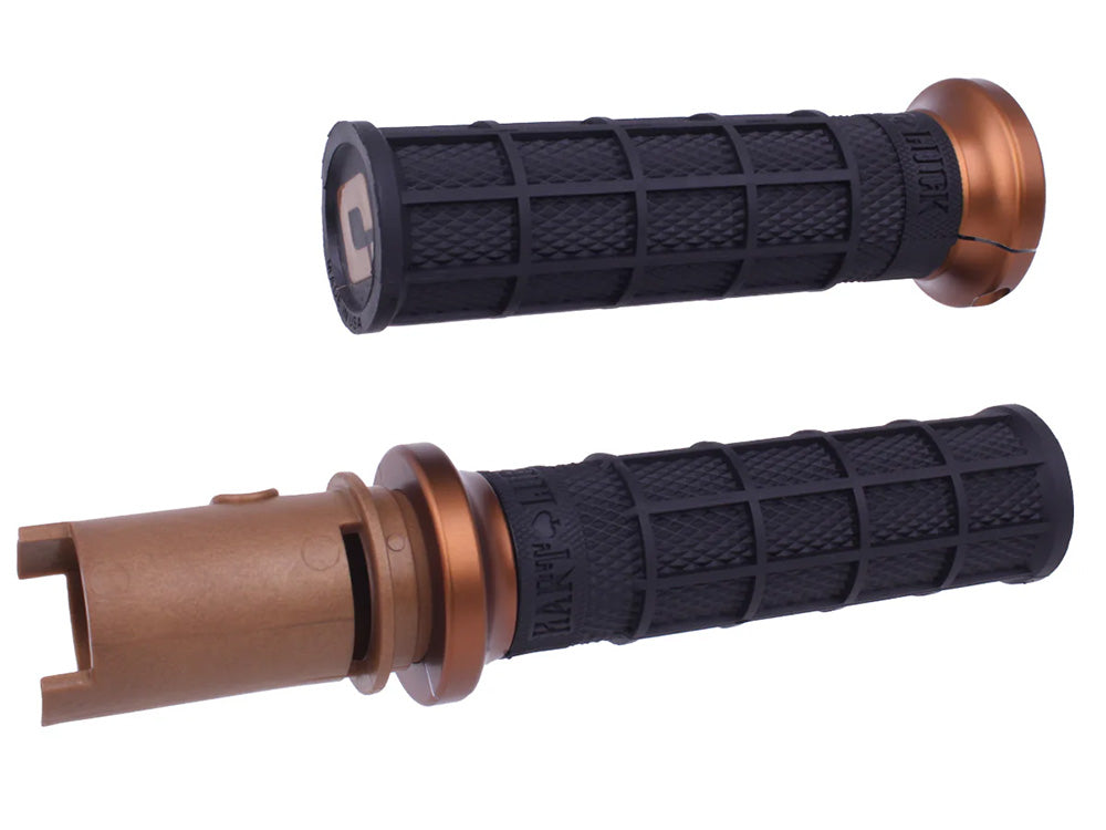 Hart-Luck Full Waffle Lock-On Handgrips - Bronze. Fits CVO Touring 2023up, Street Glide & Road Glide 2024up, Touring 2025up & Softail 2025up - ODI Grips & Bars