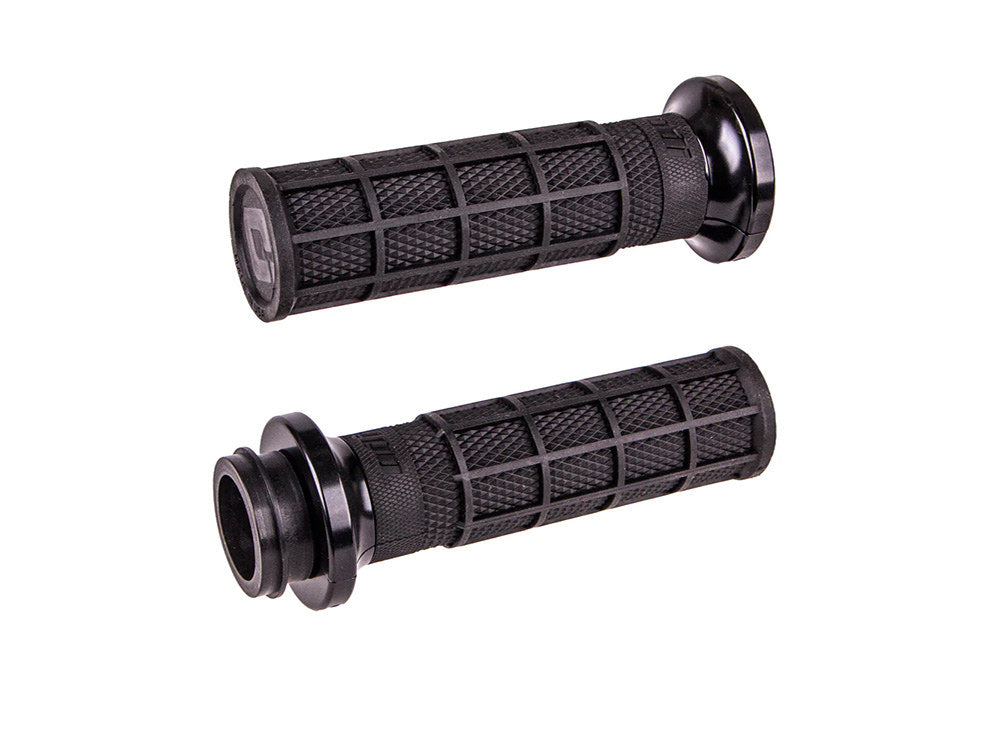 Hart-Luck Full Waffle Lock-On Handgrips - Black. Fits Big Twin 2008-2024 with Throttle-by-Wire - ODI Grips & Bars