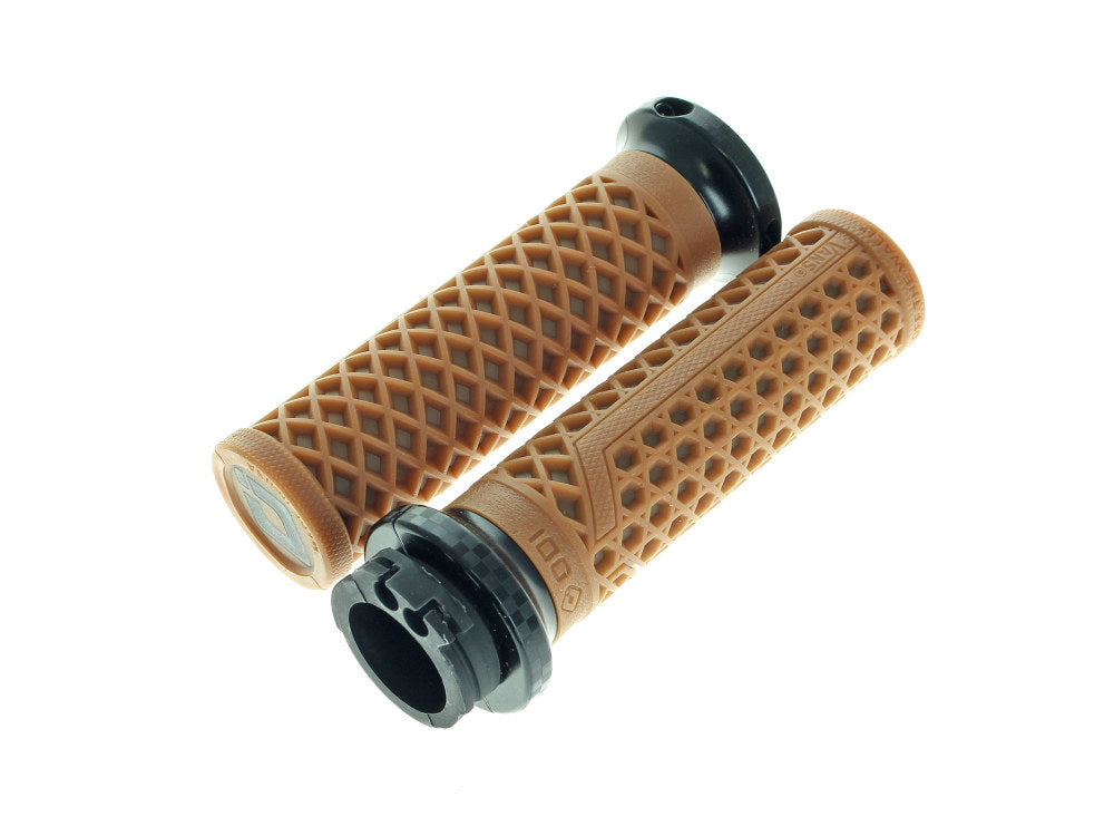 Vans Signature Lock-On Handgrips - Gum Rubber/Black Checker. Fits H-D with Throttle Cable. - ODI Grips & Bars