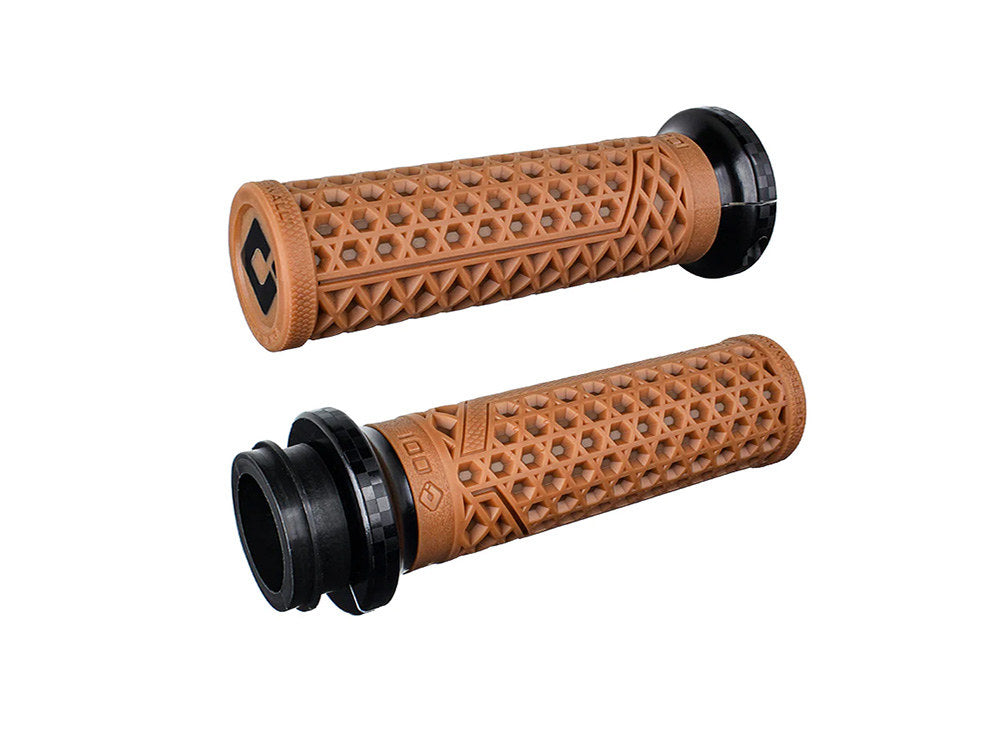 Vans Signature Lock-On Handgrips - Gum Rubber/Black Checker. Fits Big Twin 2008-2024 with Throttle-by-Wire - ODI Grips & Bars
