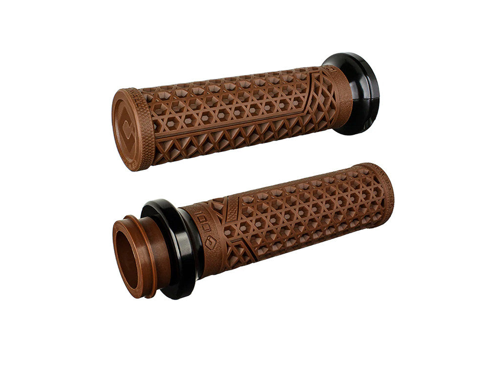 Vans Signature Lock-On Handgrips - Brown/Black. Fits Big Twin 2008-2024 with Throttle-by-Wire - ODI Grips & Bars