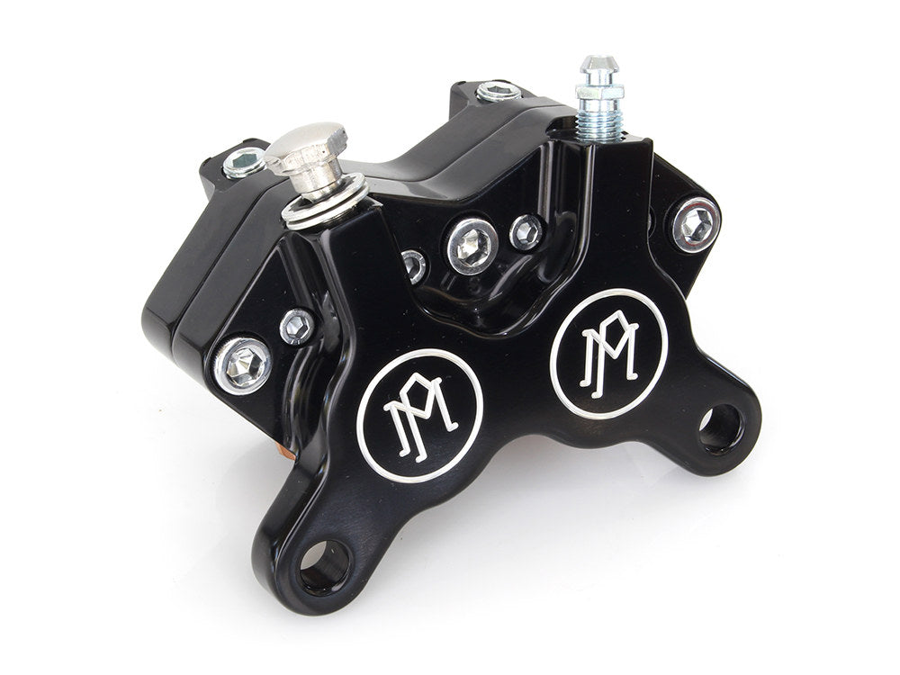 Universal 4 Piston Caliper - Black Contrast Cut. Fits H-D with 11.5in. Disc Rotor. - Performance Machine