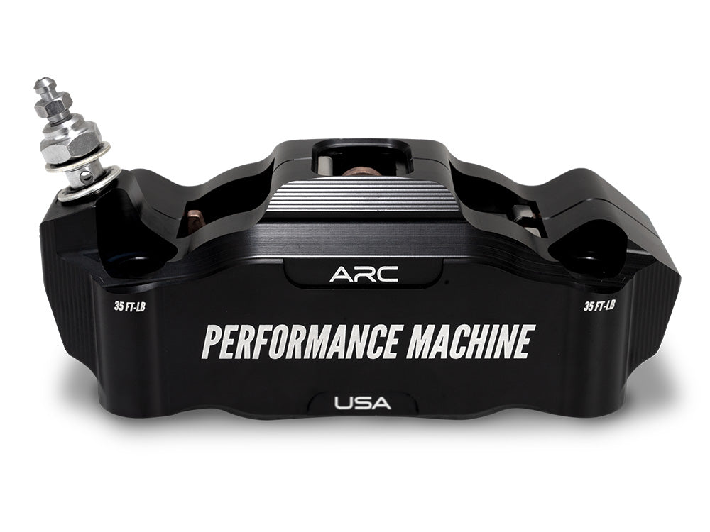 Left Hand Front Race Series Radial 4 Piston Caliper - Black - Performance Machine