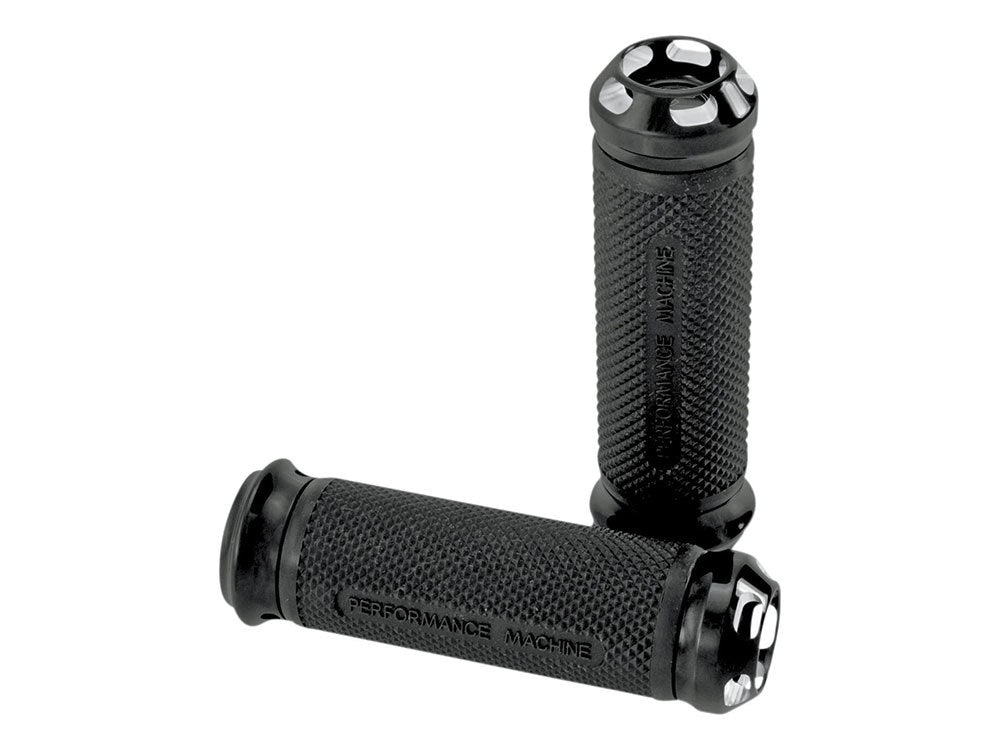 Apex Handgrips - Black Contrast Cut. Fits H-D with Throttle Cable. - Performance Machine