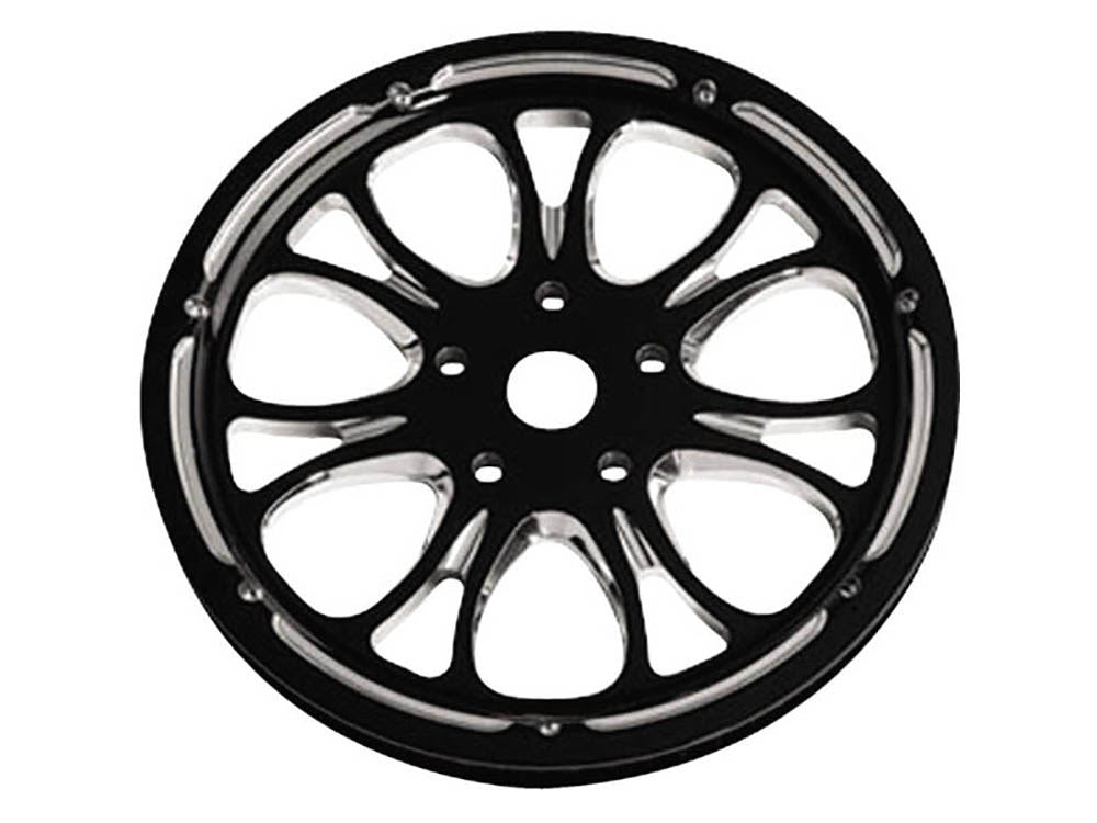 66 Tooth x 1in. wide Heathen Pulley - Black Contrast Cut Platinum. Fits Softail 2012up, Softail 2007up with 150 Rear Tyre & Touring 2007-2008. - Performance Machine